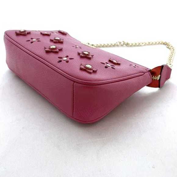 Coach Pouch ec-24044 Pink F65471 PVC Leather Studs COACH Chain Flower Women's